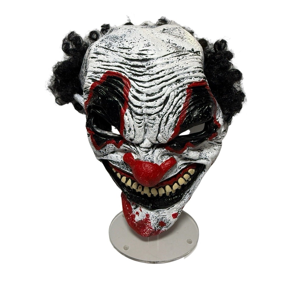 Scary Killer Clown Halloween Mask Bloody Evil Grin Latex Mask With Hair (H040)